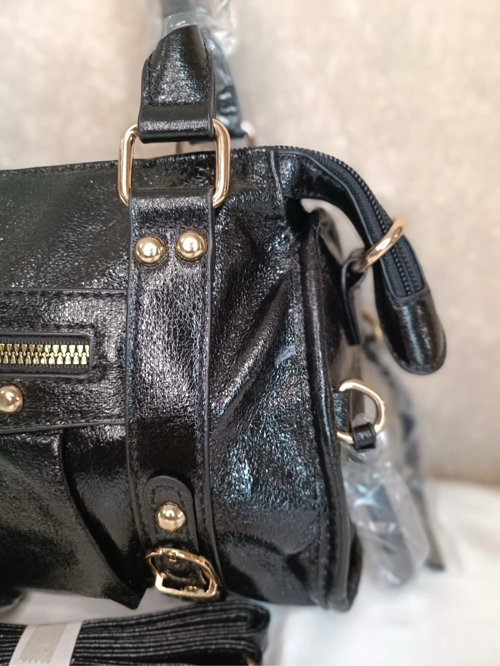 Bolsa de mão pequeno formato preto brilhante – photo 3